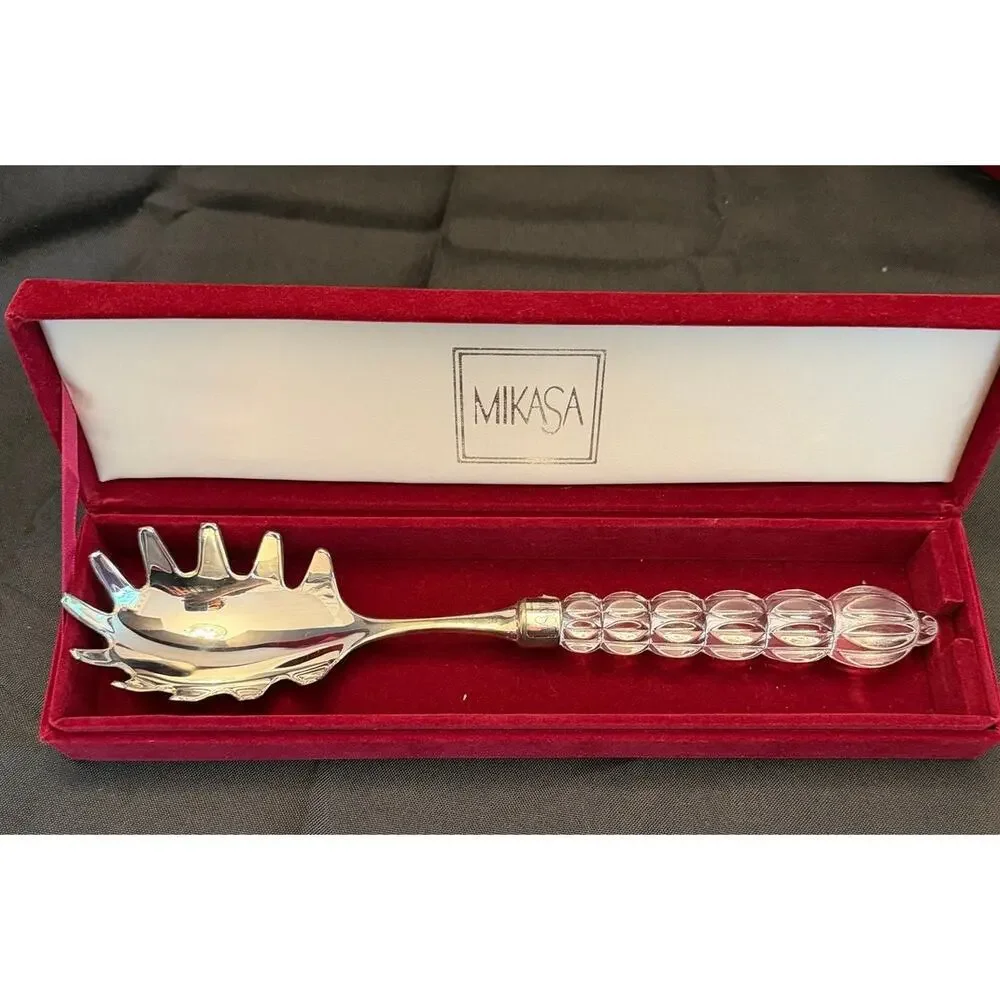 Vintage Glam Mikasa Rousseau 4-Piece Serving Set Austrian Crystal & Silverplate